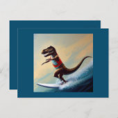 Carte Postale T Rex Surfing (Devant / Derrière)