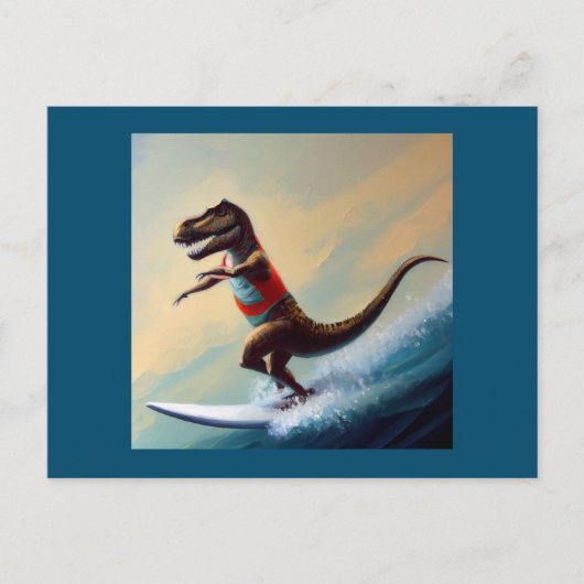 Carte Postale T Rex Surfing (Devant)