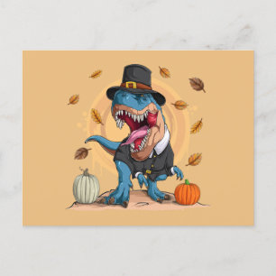 Carte Postale T-Rex Thanksgiving Pilgrim