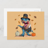 Carte Postale T-Rex Thanksgiving Pilgrim (Devant / Derrière)