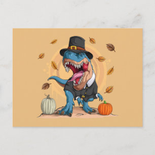 Carte Postale T-Rex Thanksgiving Pilgrim