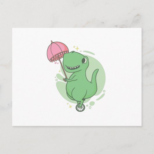 Carte Postale T Rex unicycle (Devant)