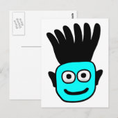 Carte Postale T-Ron—Enfant Avec Mohawk Funky, Bleu (Devant / Derrière)
