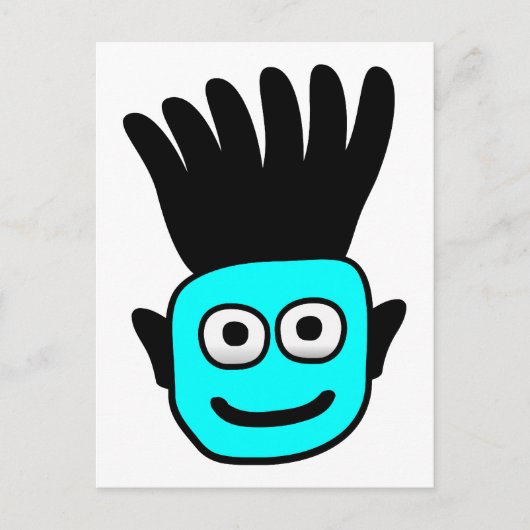Carte Postale T-Ron—Enfant Avec Mohawk Funky, Bleu (Devant)