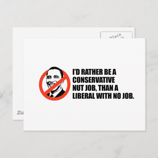 Carte Postale T-shirt anti-Obama - Nut job ou No job (Devant / Derrière)