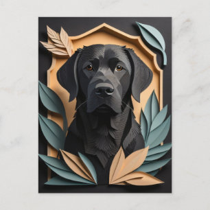Carte Postale T-shirt avec design Labrador noir en art papier 3D