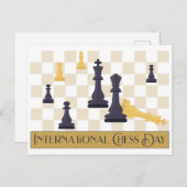 Carte Postale T-shirt de la Journée internationale des échecs (Devant / Derrière)