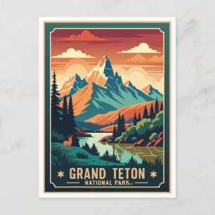 Carte Postale T-shirt de randonnée Retro Grand Teton