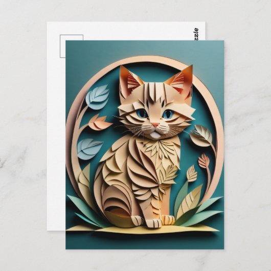 Carte Postale T-shirt design en papier 3D Art Kitten (Devant / Derrière)