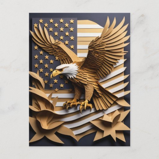 Carte Postale T-shirt Eagle 3D Paper Art Design (Devant)