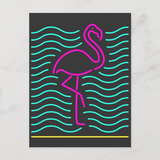 Carte Postale T-shirt Flamant rose rose Oiseau Neon Zoo Animal C (Devant)