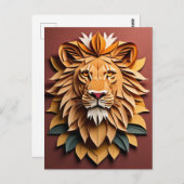 Carte Postale T-shirt Lion 3D Paper Art Design (Devant / Derrière)