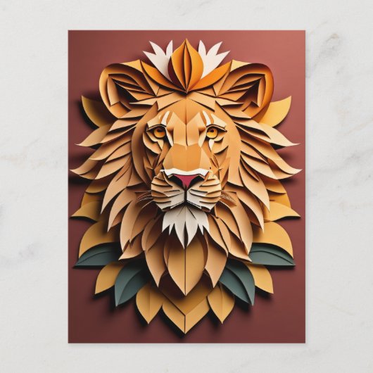 Carte Postale T-shirt Lion 3D Paper Art Design (Devant)