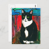 Carte Postale T-shirt Tuxedo Chat Conception de Verre (Devant / Derrière)