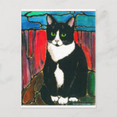 Carte Postale T-shirt Tuxedo Chat Conception de Verre (Devant)