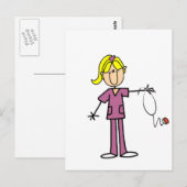 Carte Postale T-shirts Blond Female Stick Figure Nurse (Devant / Derrière)
