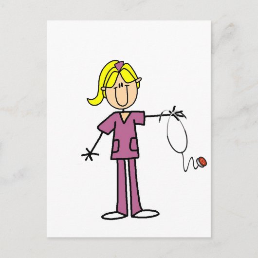 Carte Postale T-shirts Blond Female Stick Figure Nurse (Devant)