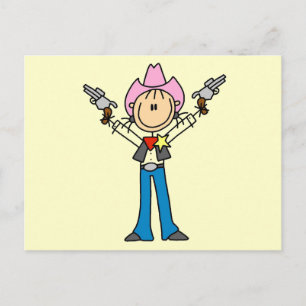 Carte Postale T-shirts de cow-girl shérif à silhouette