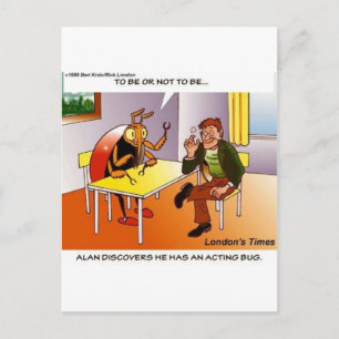 Carte Postale T-shirts de dessins animés drôles de bug agissant