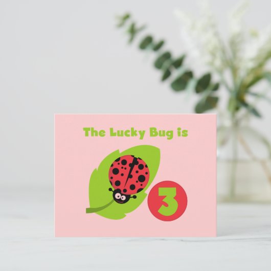 Carte Postale T-shirts et cadeaux 3e anniversaire Lucky Bug (Debout devant)