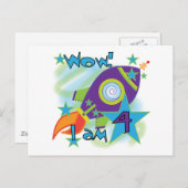 Carte Postale T-shirts et cadeaux 4e anniversaire Rocket Ship (Devant / Derrière)