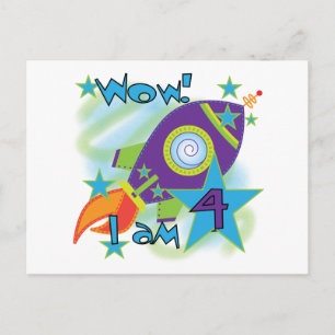 Carte Postale T-shirts et cadeaux 4e anniversaire Rocket Ship