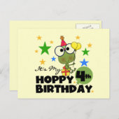 Carte Postale T-shirts et cadeaux 4th Birthday Frog Hoppy (Devant / Derrière)