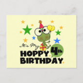 Carte Postale T-shirts et cadeaux 4th Birthday Frog Hoppy (Devant)