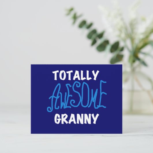 Carte Postale T-shirts et cadeaux bleu Granny absolument géniaux (Debout devant)