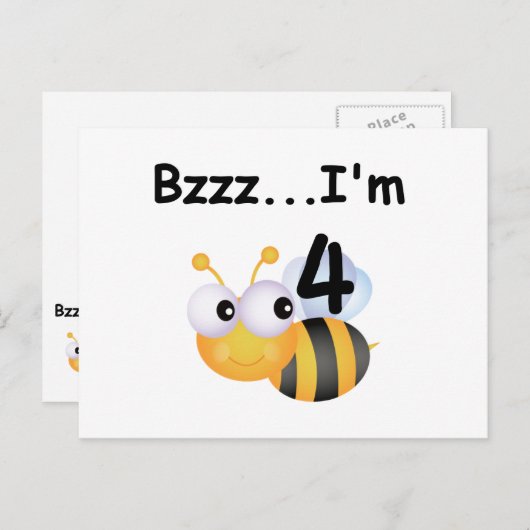 Carte Postale T-shirts et cadeaux Buzz Bumblebee 4e anniversaire (Devant / Derrière)