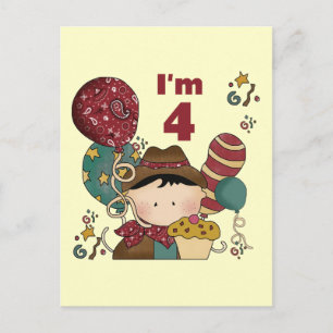 Carte Postale T-shirts et cadeaux Cowboy 4e anniversaire