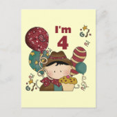 Carte Postale T-shirts et cadeaux Cowboy 4e anniversaire (Devant)