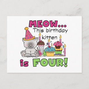Carte Postale T-shirts et cadeaux d'anniversaire 4th Kitten