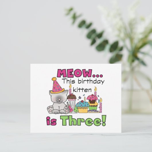 Carte Postale T-shirts et cadeaux d'anniversaire de la 3e Kitten (Debout devant)