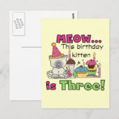 Carte Postale T-shirts et cadeaux d'anniversaire de la 3e Kitten (Devant / Derrière)