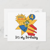 Carte Postale T-shirts et cadeaux de 4e anniversaire de l'Alien (Devant / Derrière)