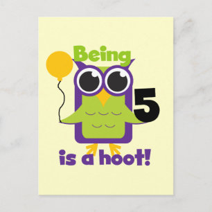 Carte Postale T-shirts et cadeaux de 5 ans de Hoot Owl