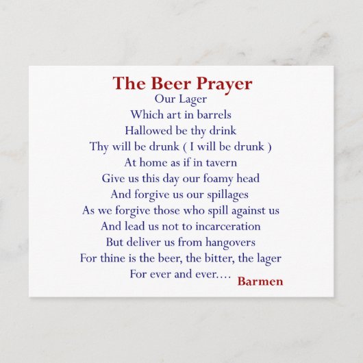 Carte Postale T-shirts et cadeaux de bière humoristiques, La pri (Devant)