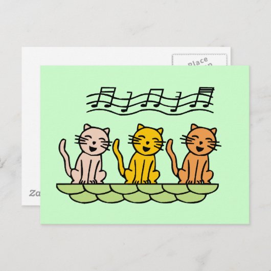 Carte Postale T-shirts et Cadeaux de Chats Chantants (Devant / Derrière)