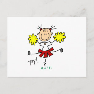 Carte Postale T-shirts et Cadeaux de Cheerleader Rouge et Jaune