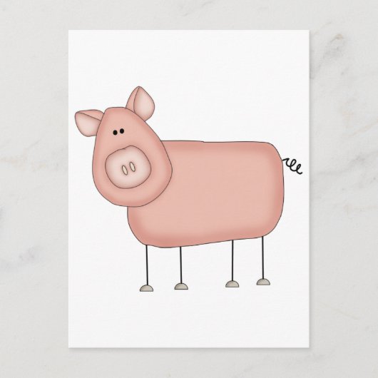 Carte Postale T-shirts et cadeaux de cochon rose (Devant)