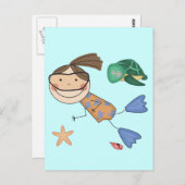 Carte Postale T-shirts et cadeaux de natation pour filles (Devant / Derrière)