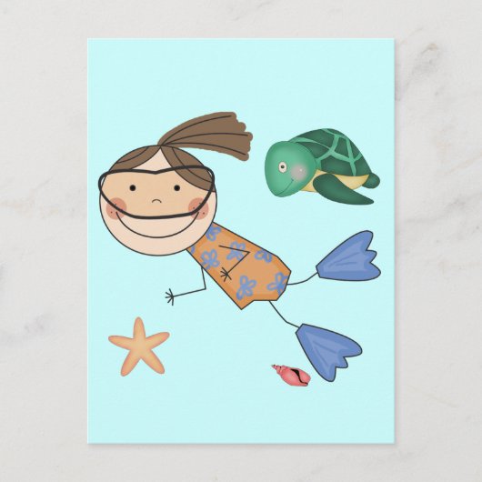 Carte Postale T-shirts et cadeaux de natation pour filles (Devant)