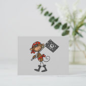 Carte Postale T-shirts et Cadeaux de Singe Pirate avec Drapeau (Debout devant)