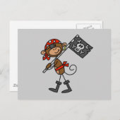 Carte Postale T-shirts et Cadeaux de Singe Pirate avec Drapeau (Devant / Derrière)