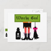 Carte Postale T-shirts et cadeaux d'Halloween Witchy Girl (Devant / Derrière)