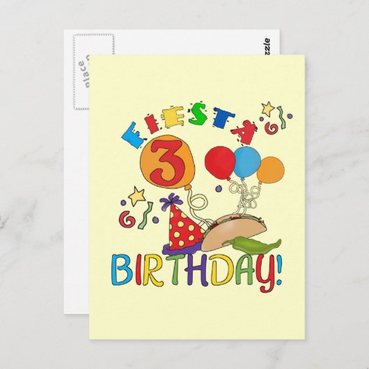 Carte Postale T-shirts et cadeaux Fiesta 3e anniversaire (Devant / Derrière)