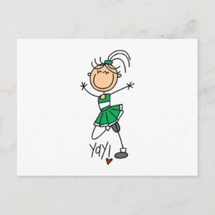 Carte Postale T-shirts et cadeaux Green Stick Figure Cheerleader