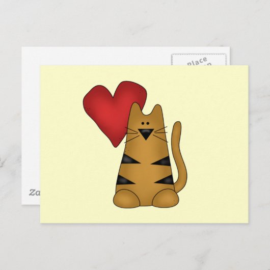 Carte Postale T-shirts et cadeaux Heart and Striped Cat (Devant / Derrière)