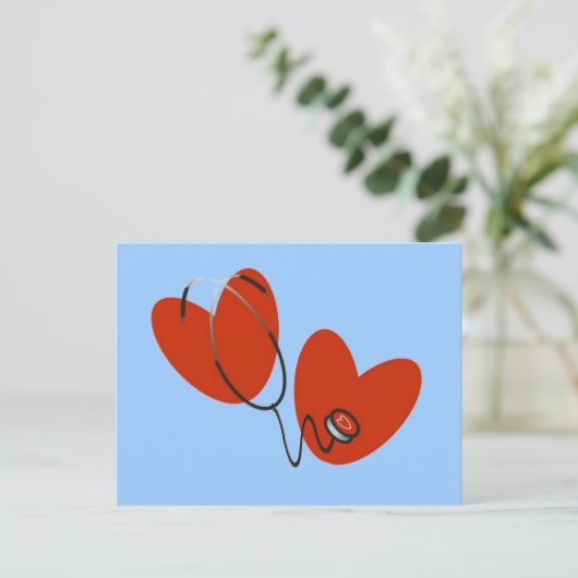 Carte Postale T-shirts et cadeaux Hearts and Stethoscope (Debout devant)